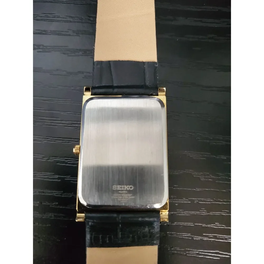 Mint Condition - Rare‎ - Vintage Seiko Slim Tank Quartz Men's Leather Watch